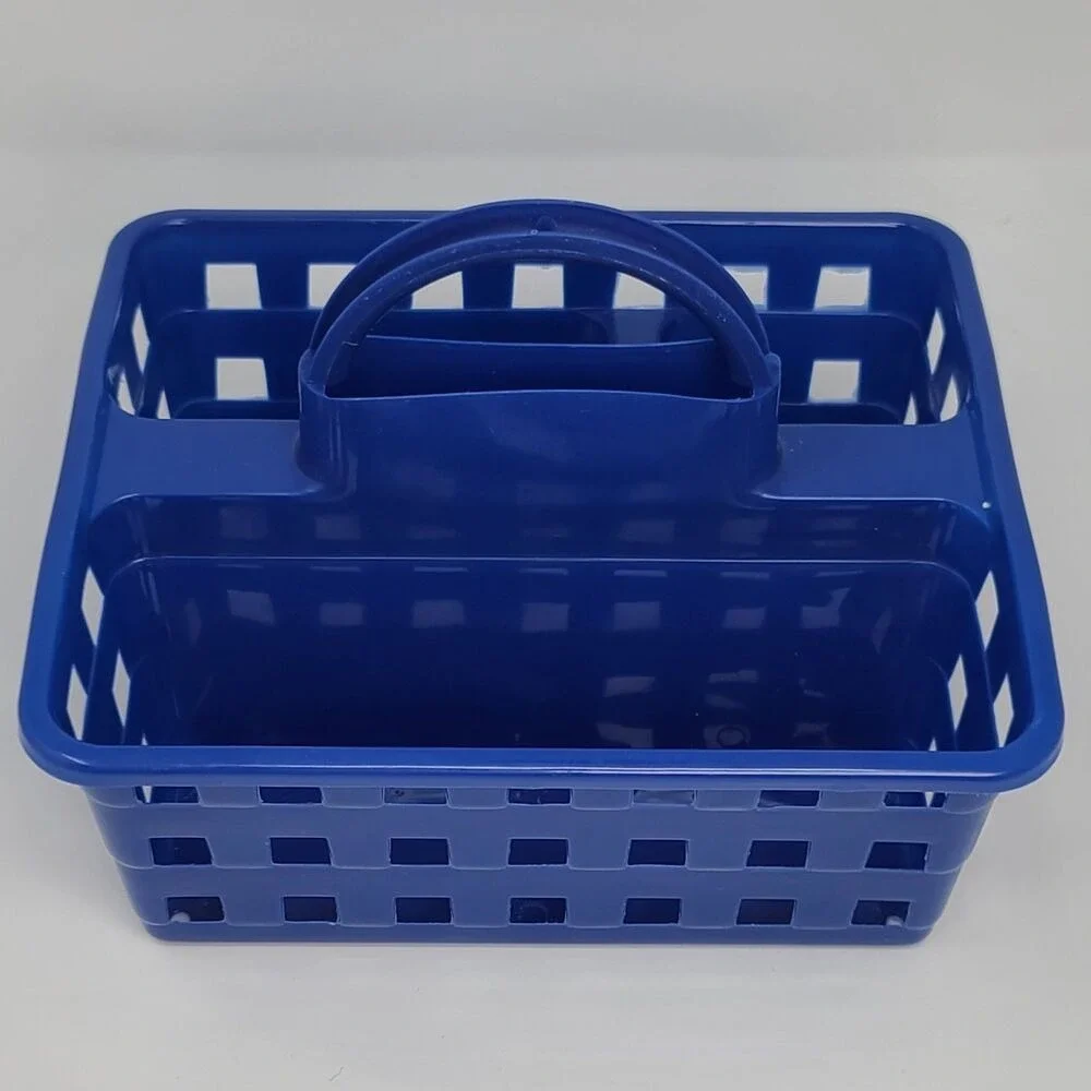 Blue Plastic Organizer Caddy Tote Basket Storage Bin Divided 10